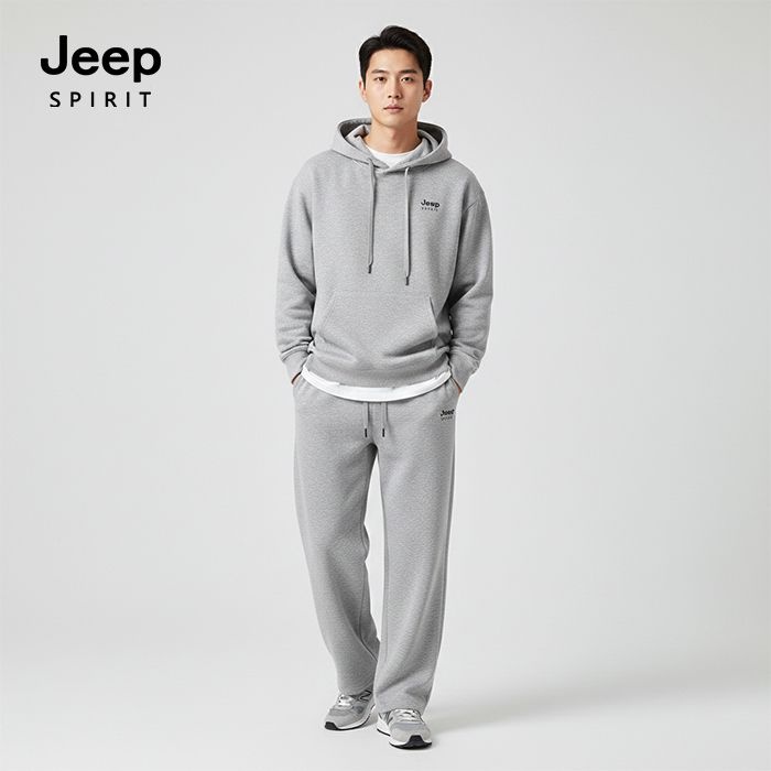JEEP SPIRIT 루즈핏 후드맨투맨+트레이닝팬츠 세트 다크그레이 (JSSPSET269)