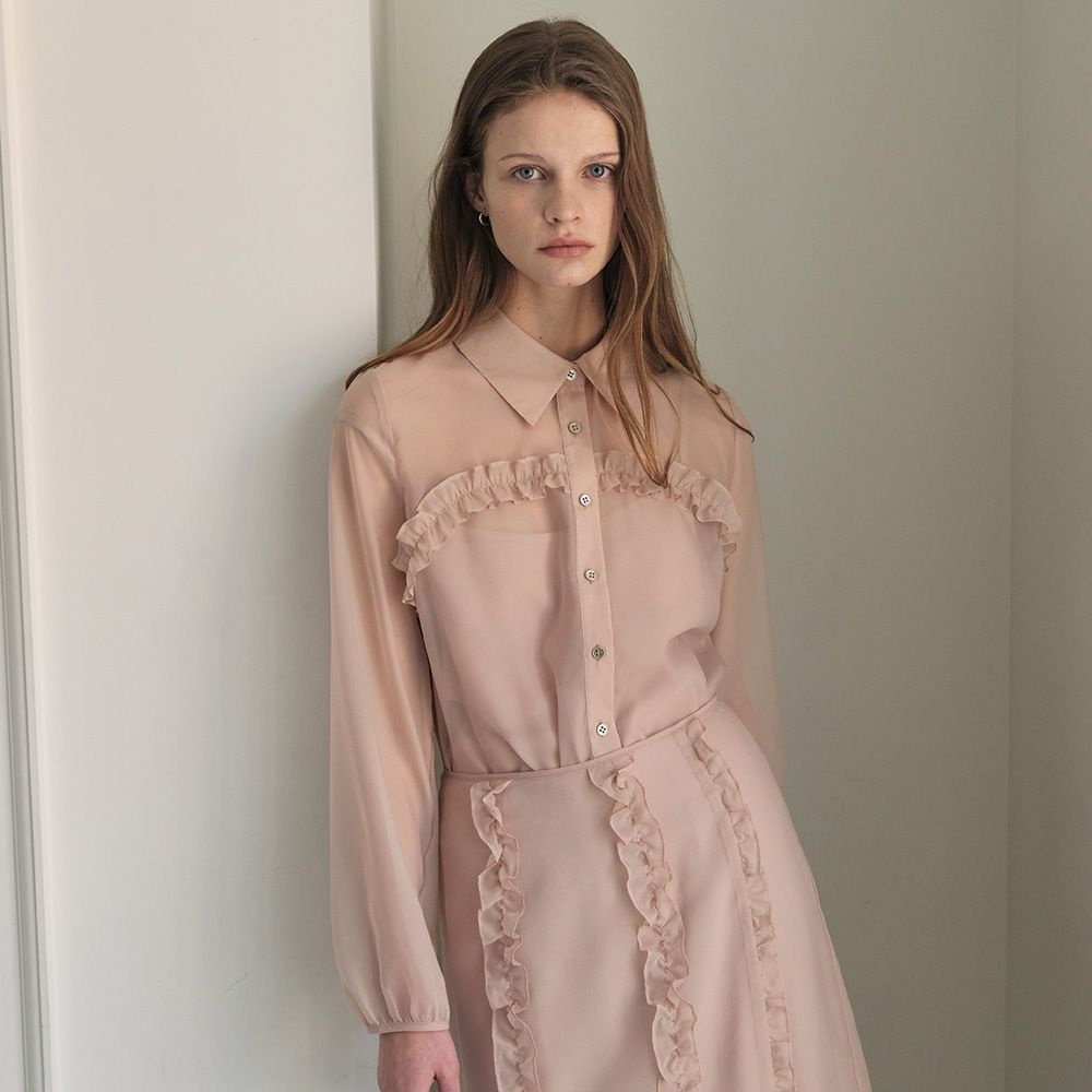 샤틴 소프트 프릴 쉬어 블라우스_2컬러 S262B252