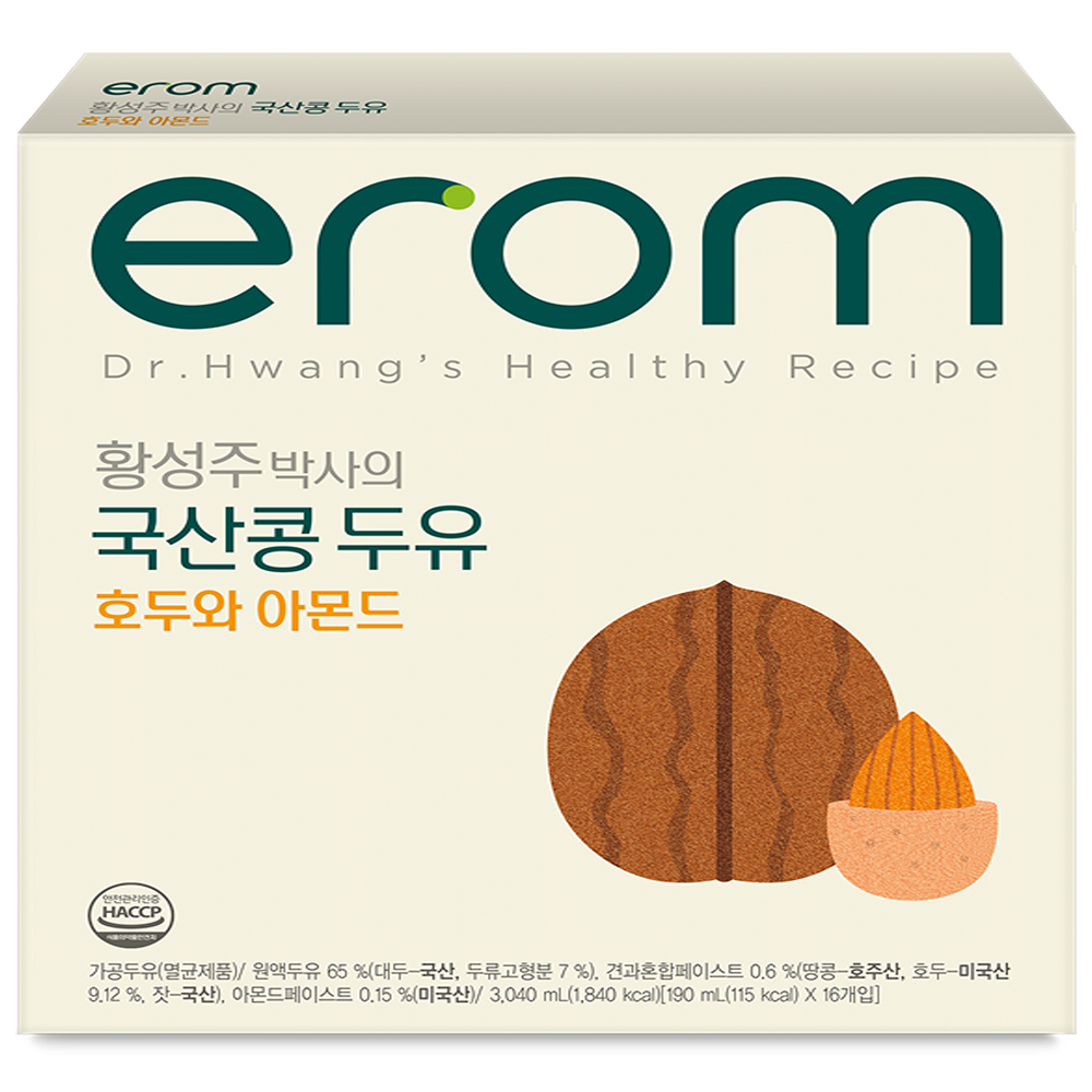 [황성주국산콩두유] 이롬 황성주 국산콩두유 콩물 호두아몬드 두유 190ml (32/48/64팩 택1)