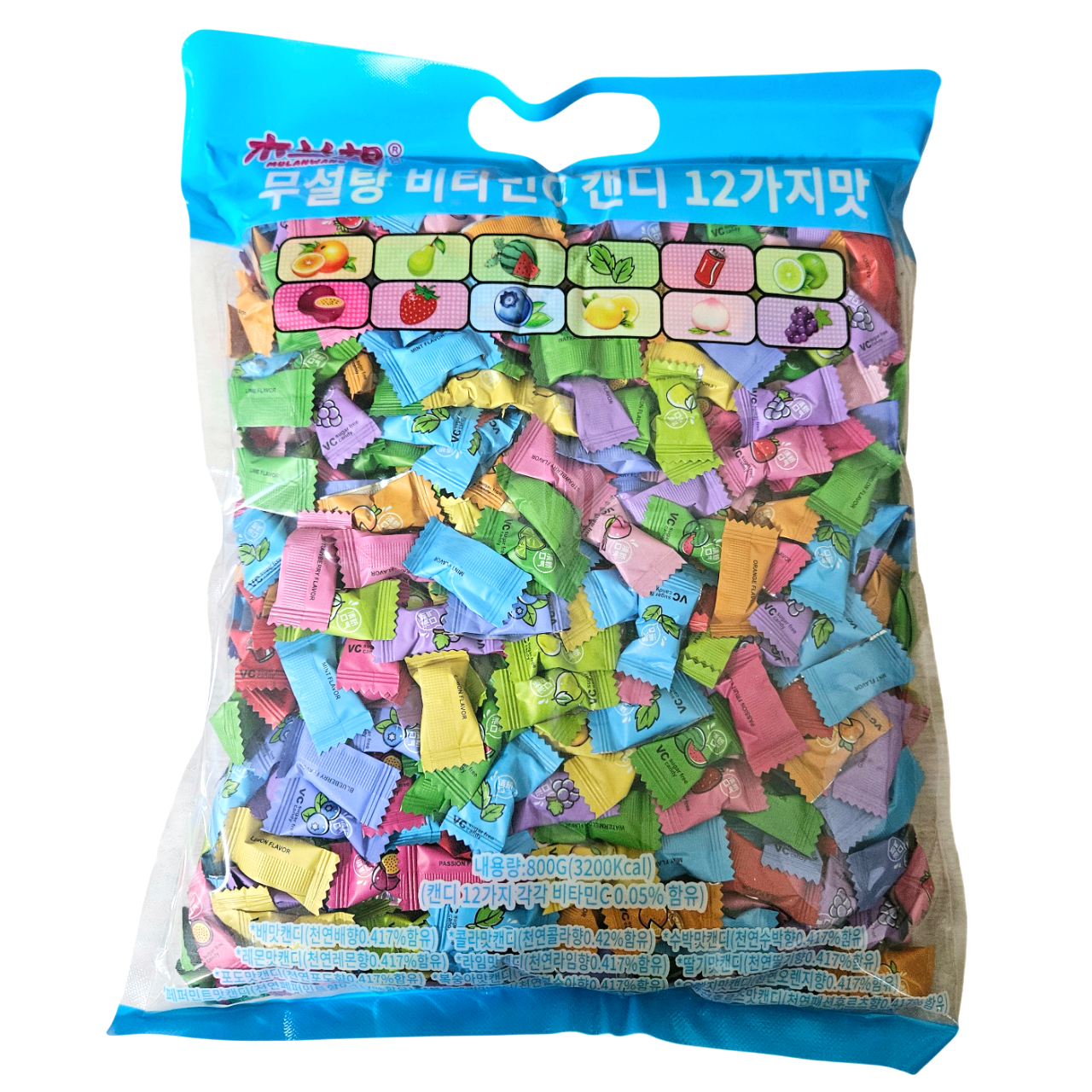 [오늘출발] 무설탕 비타민C캔디 12가지맛 800g 개별포장 사탕 대용량 약국 탕비실 사무실 간식