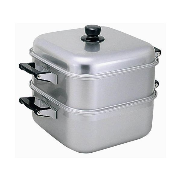 라꾸라꾸재팬파트너사_アカオアルミ 아카오알루미 알루마이트 사각형 증기 솥 36cm 단층 AMS71361 176507