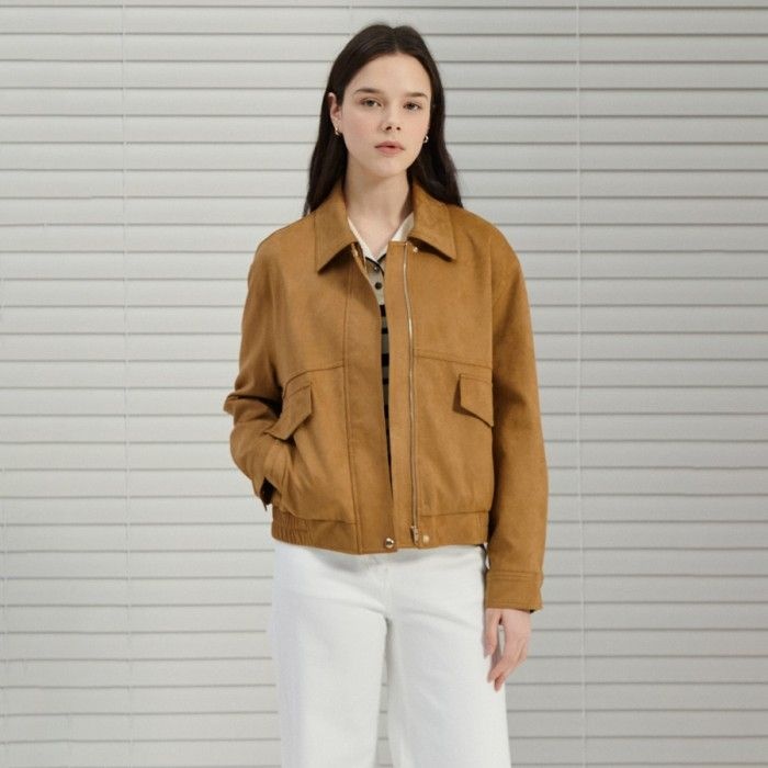 더아이잗  루즈핏 스웨이드 블루종 재킷 IS2M0JK701