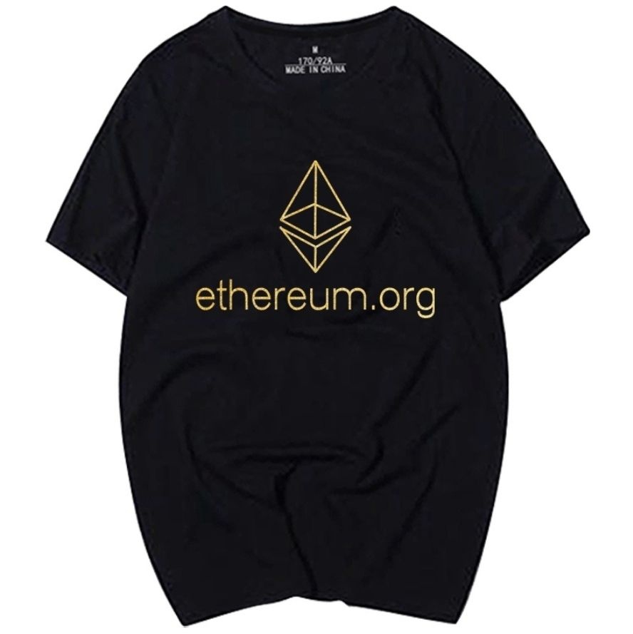 [해외] 이더리움 반팔 티셔츠 블랙 라운드 옷 코인 로고 프린팅 빅사이즈