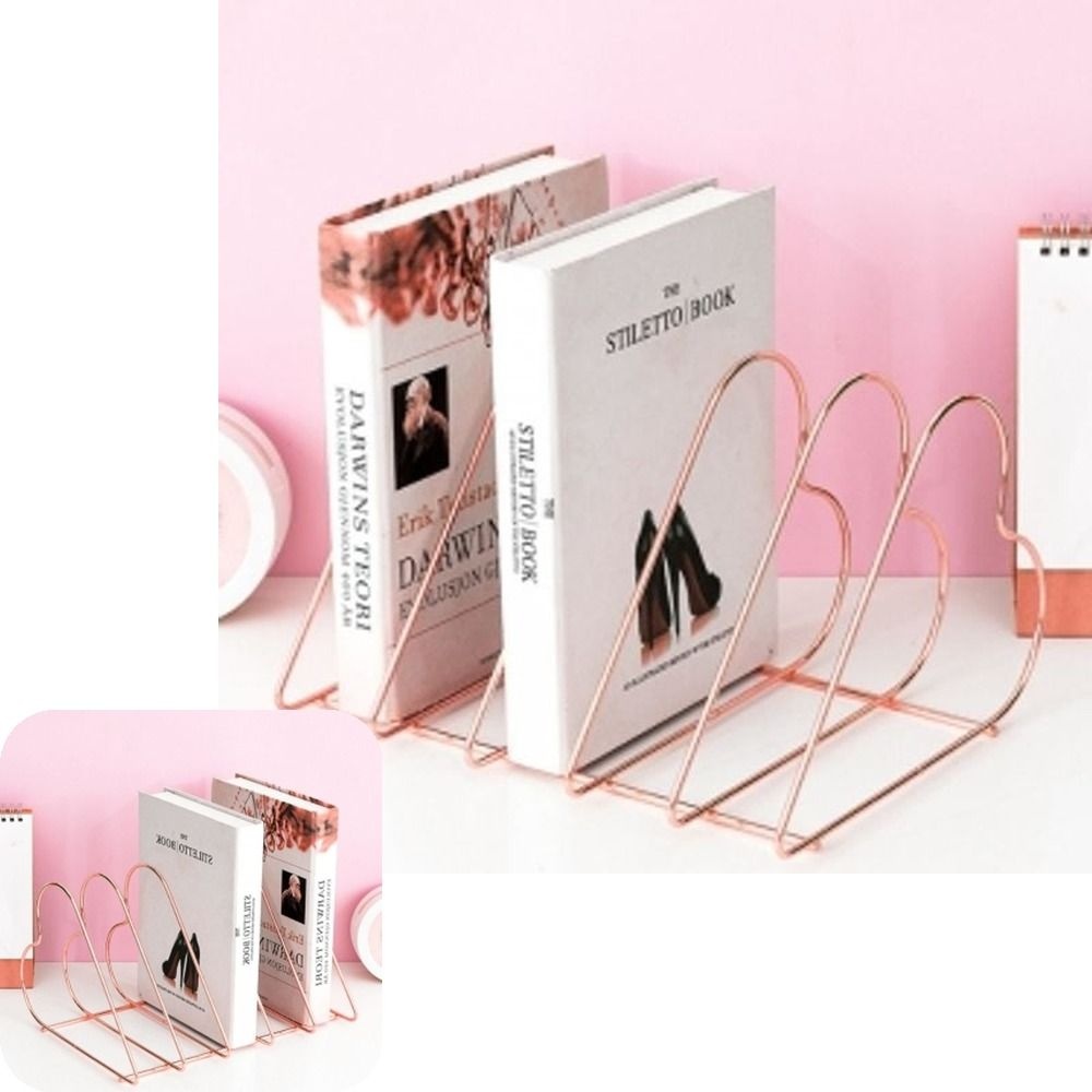 마이한 스틸책 디자인책 잡지꽂이 스토리 책상 책정리 로즈골드 프레임 스탠드책 하트