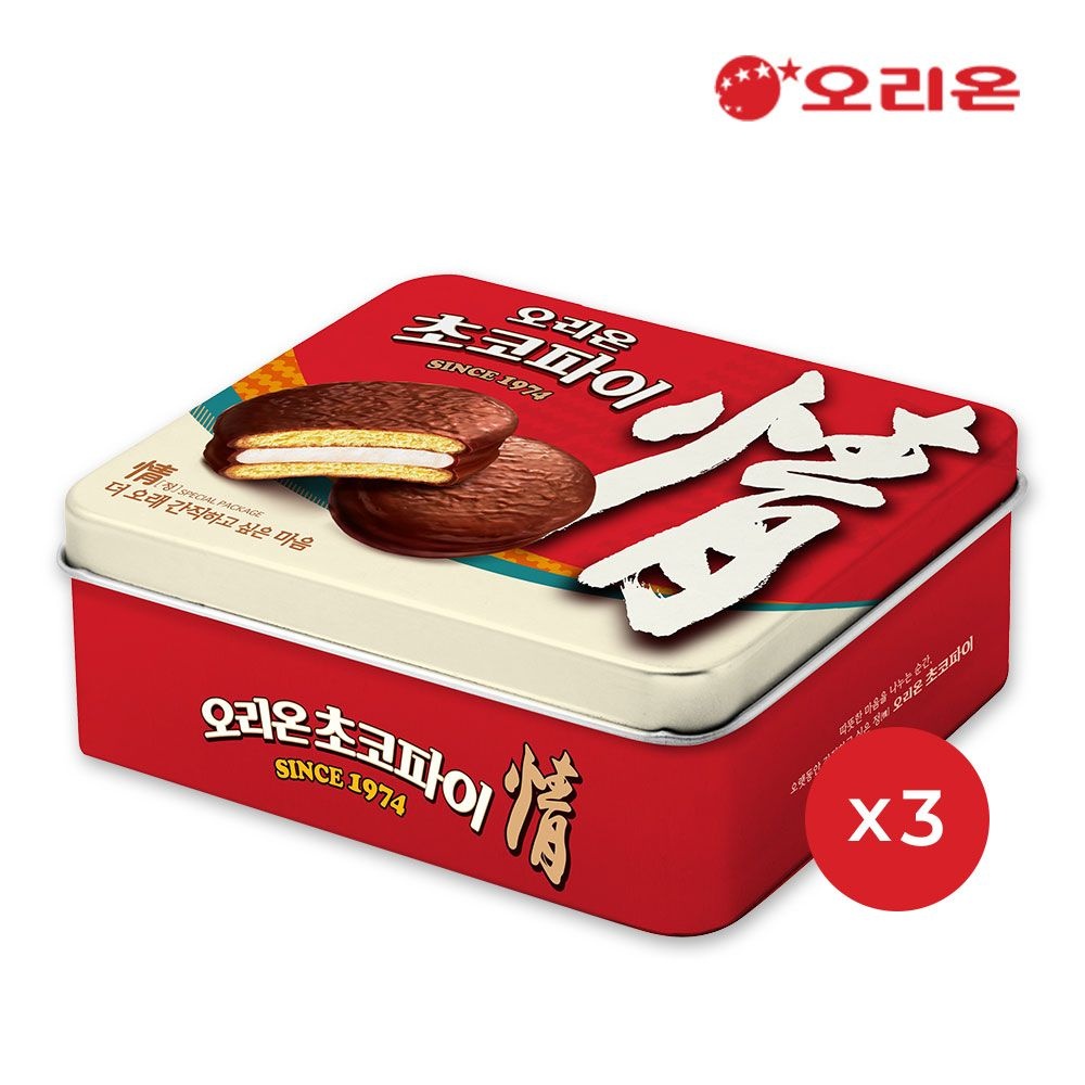 [오리온]오리온 초코파이 틴케이스 에디션 12P 3개 : 롯데ON
