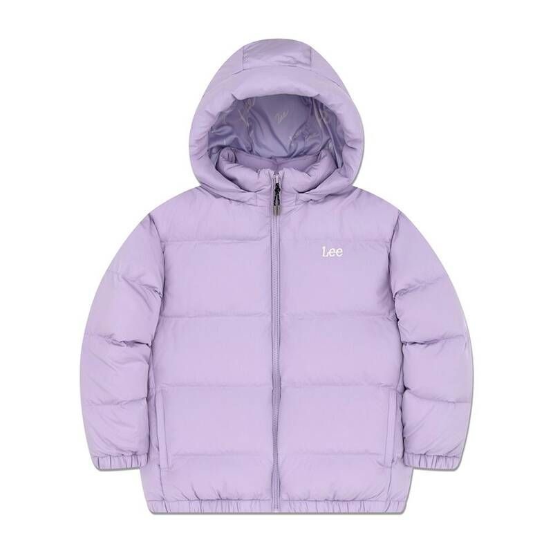 LEE 키즈 트위치 로고 레귤러핏 숏푸퍼 덕다운 숏패딩 라벤더 LK2404DP01LV