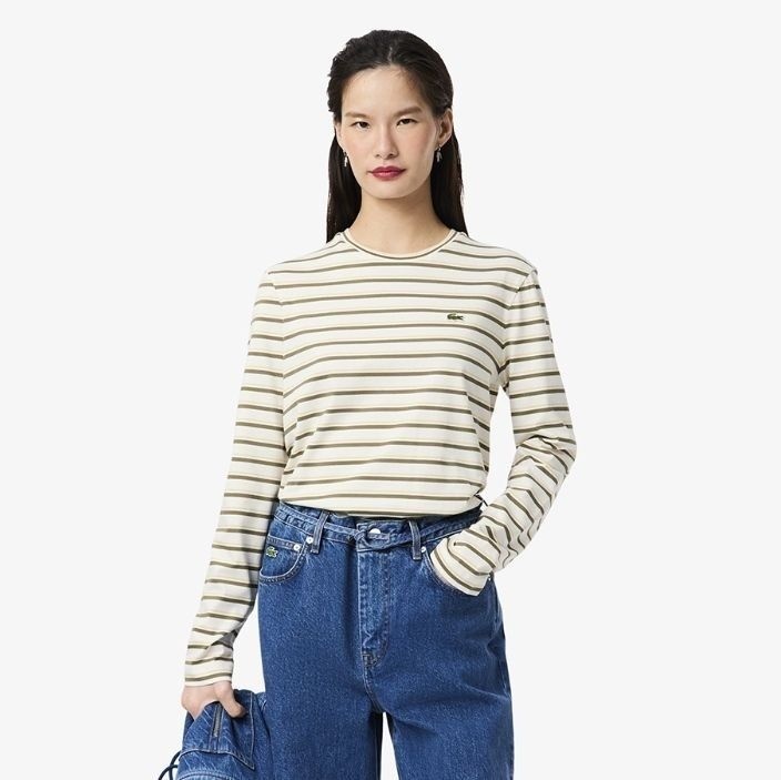 라코스테 여성 25FW 멀티 스트라이프 긴팔 티셔츠 TF7573-55N-AI6 TF7573-55N-AI6-EJS