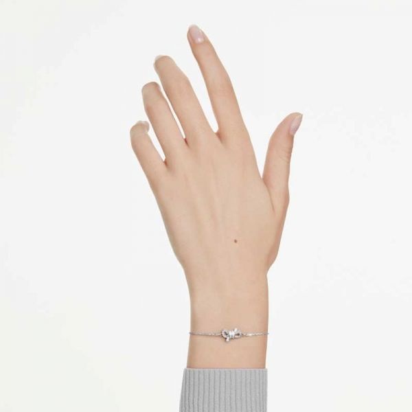 SWAROVSKI SWAROVSKI Lifelong 브레이슬릿 - 파베, 리본, 화이트, 로듐 플래팅