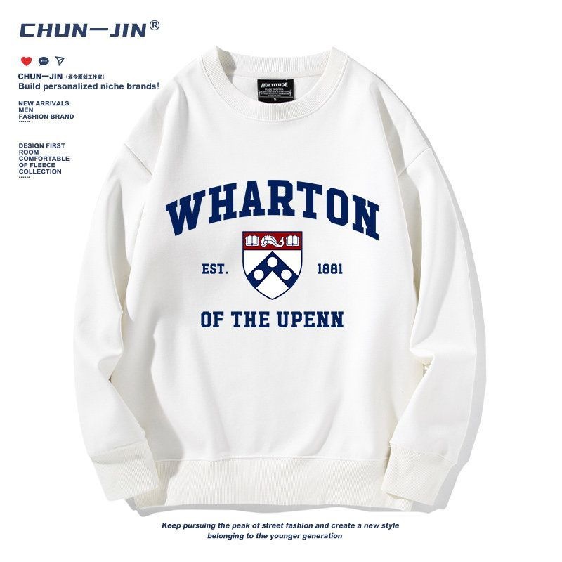 차뉴리 협력사 [해외] 펜실베이니아 와튼스쿨 맨투맨 대학교 라운드넥 면 티셔츠 기모 플리스 캠퍼스룩