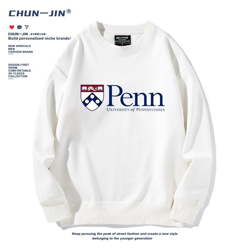 차뉴리 협력사 [해외] 펜실베이니아 대학교 맨투맨 그레이 라운드넥 면 티셔츠 기모 플리스 와튼스쿨 캠퍼스룩
