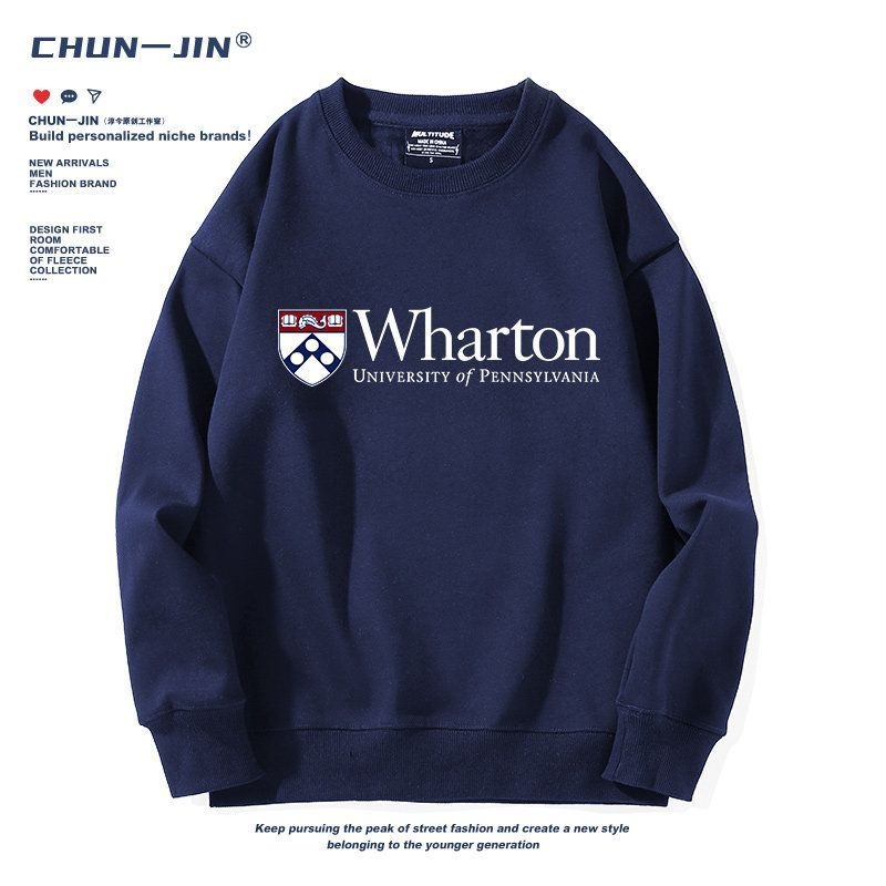 차뉴리 협력사 [해외] 펜실베이니아 대학교 와튼스쿨 맨투맨 핑크 라운드넥 면 티셔츠 기모 플리스 캠퍼스룩