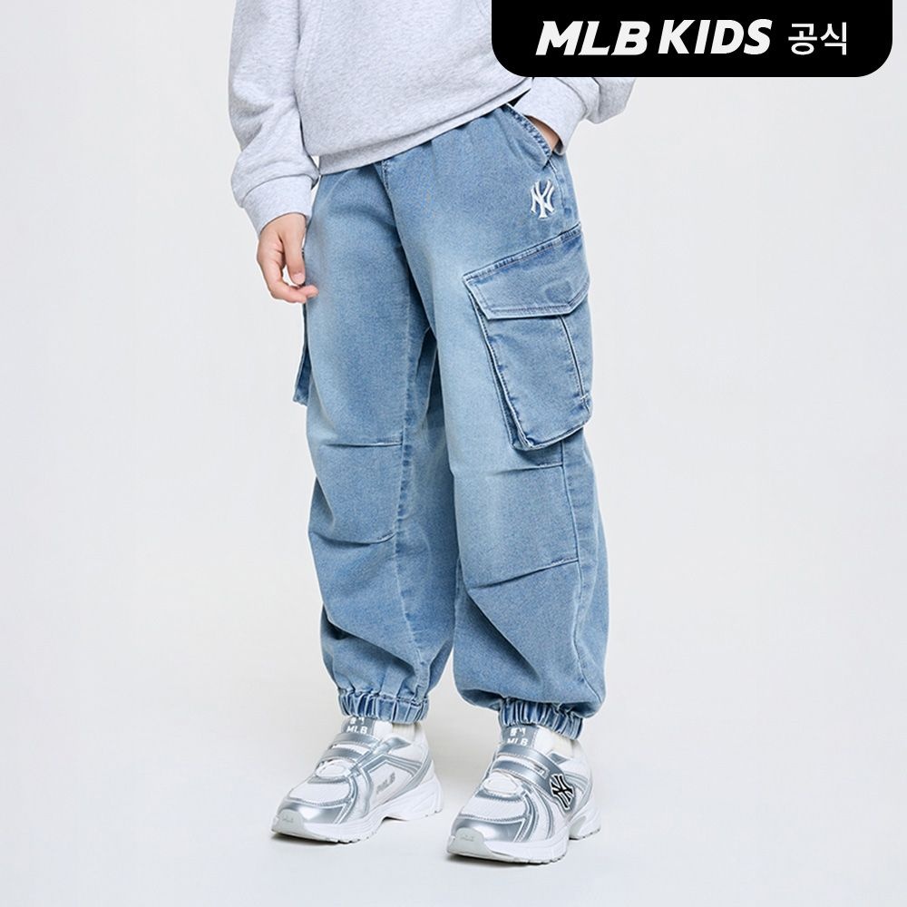 MLB 키즈 (공식)26SS 베이직 저지데님 카고 조거팬츠 NY (Blue) 7ADPB0161-50BLS