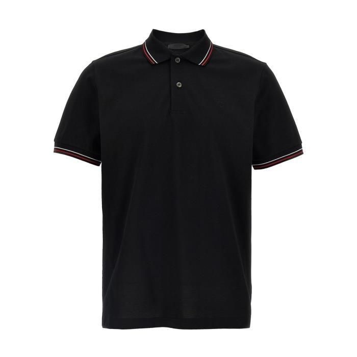 프라다 26 SS 프라다 로고 디테일 숏슬리브 폴로 셔츠 블랙 UJN765SNOO1ZMI