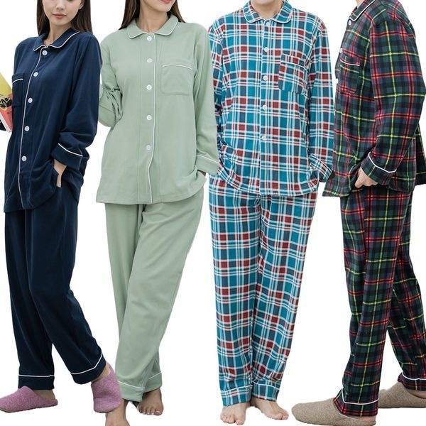 제니유 [하프클럽]라팜 피치 기모 겨울 커플 잠옷세트 여성 남자 홈웨어