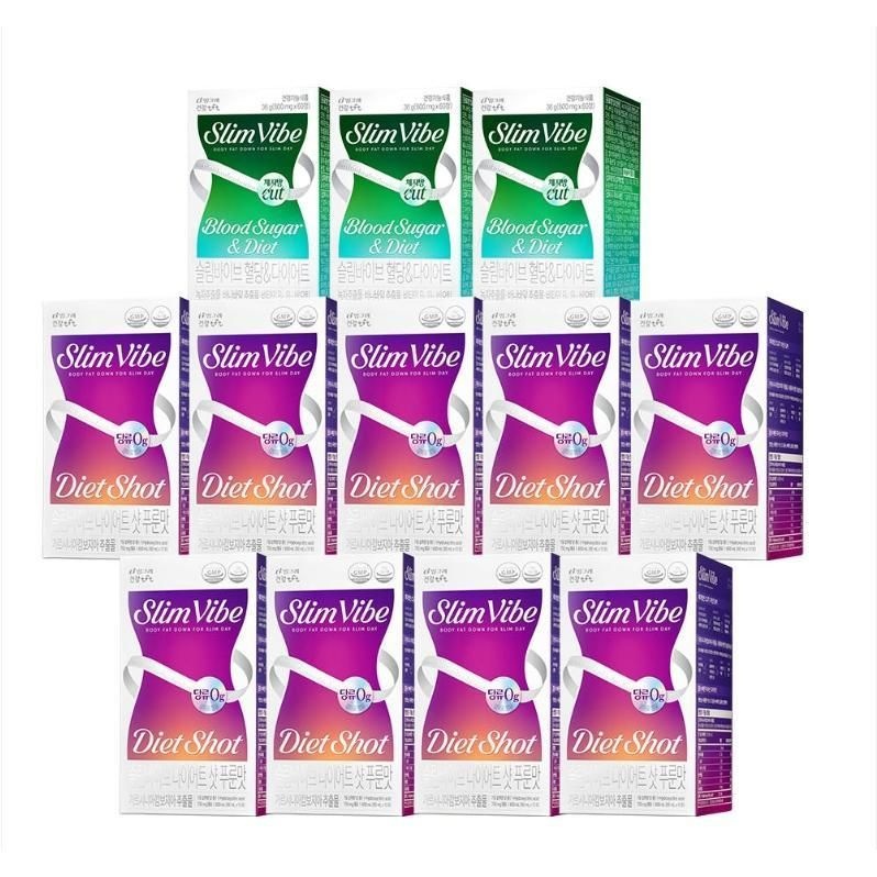 슬림바이브 다이어트샷+혈당다이어트 3개월분 세트 빙그레tft 식이섬유바 식사대용식 세인트존스워트분말