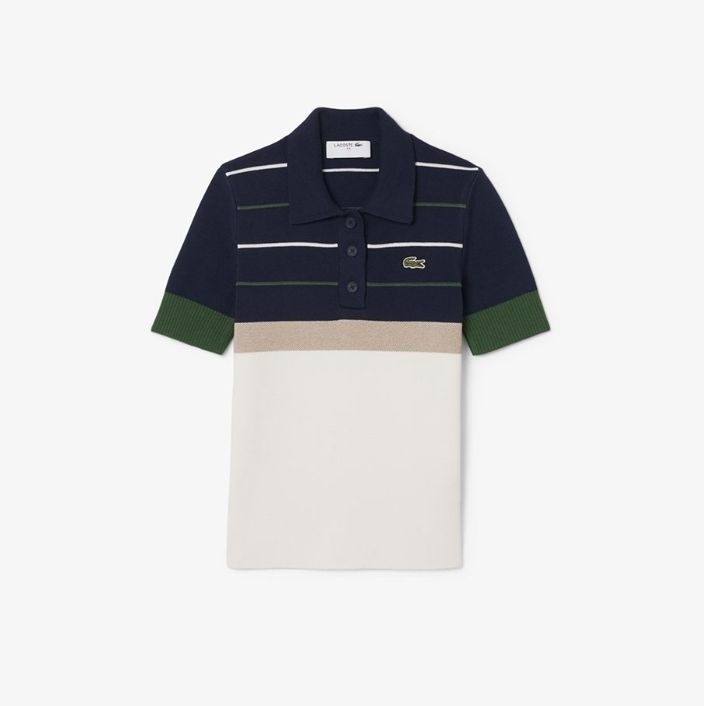 라코스테 여성 25FW MIF 컬러블럭 폴로 스웨터 AF4009-55N-9IY AF4009-55N-9IY-EJS