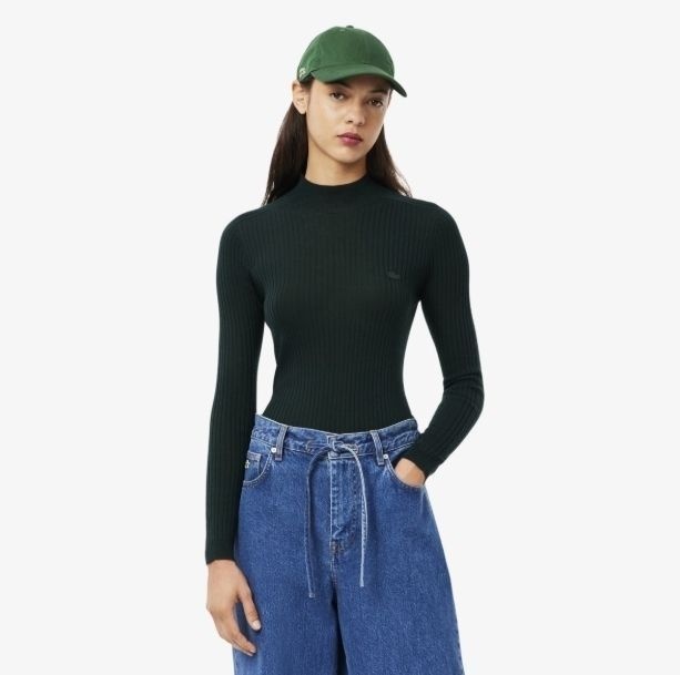 라코스테 여성 25FW 립조직 메리노울 모크넥 스웨터 AF4189-55N-YZP AF4189-55N-YZP-EJS