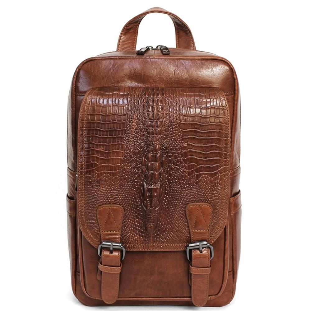 악어패턴 고급 소가죽 멀티포켓 슬링백 백팩 업무출장용 남성용 20대