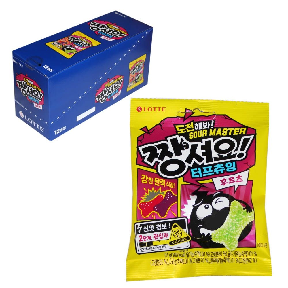롯데리아 짱셔요 터프츄잉-후르츠 51g x 12개입