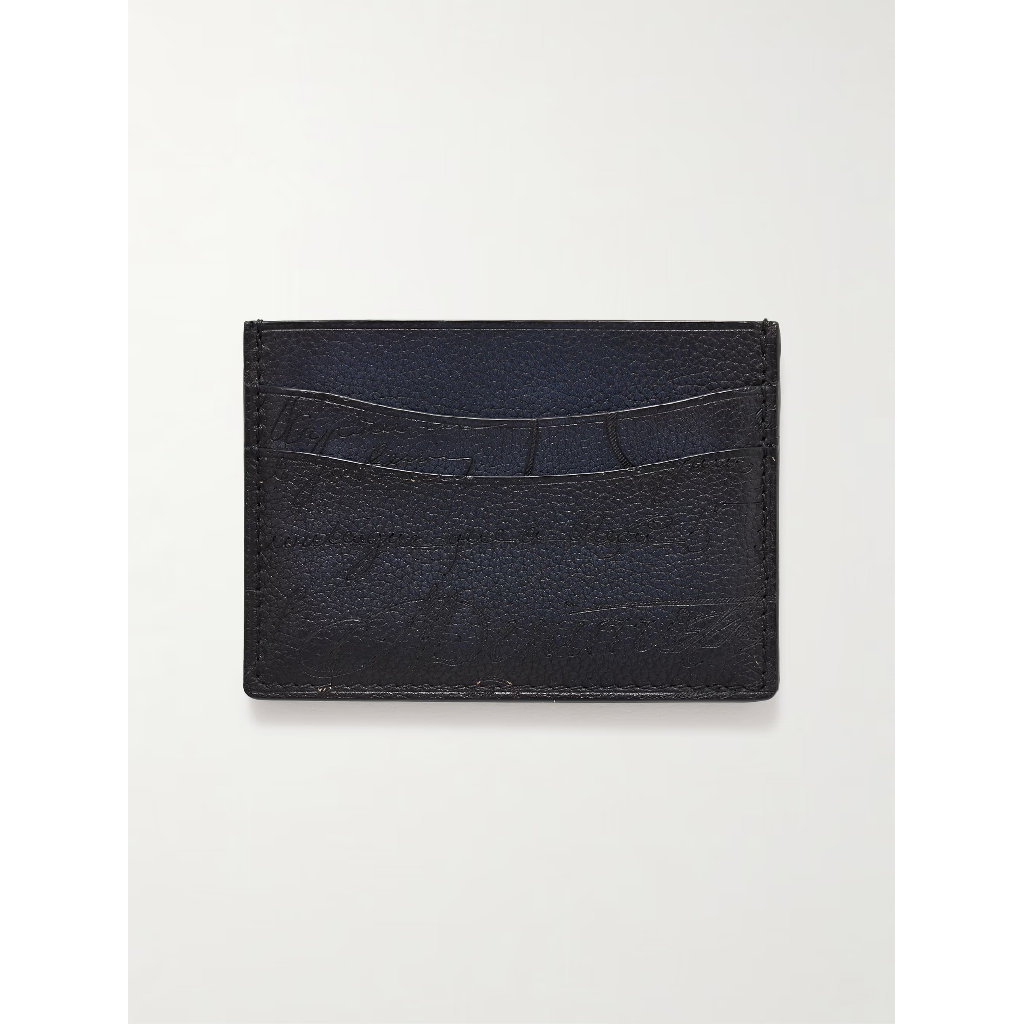 벨루티 벨루티 Navy Bambou Scritto Venezia Softy Full Grain Leather Cardholder   navy   One Size TP571346730