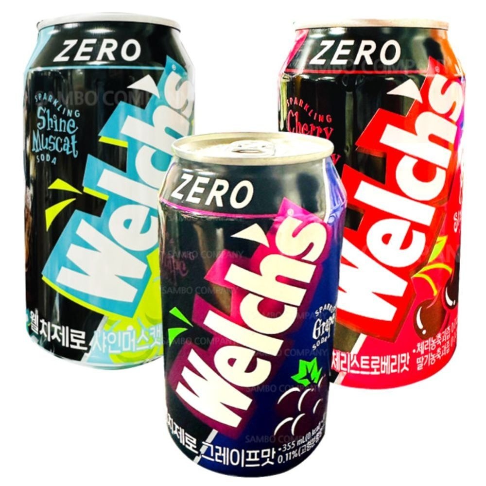 웰치제로 3종세트 샤인머스캣1캔+체리딸기1캔+포도1캔