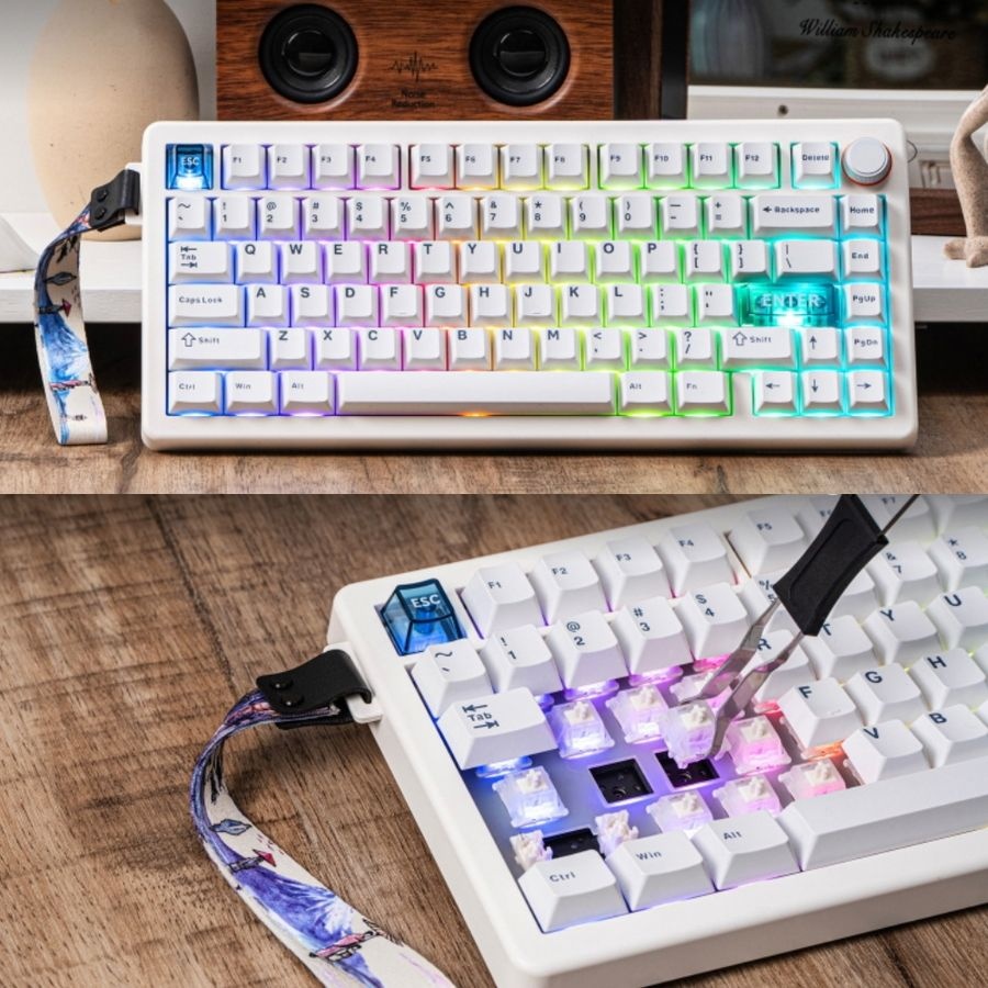 [해외] CIDOO QK75 유무선 기계식 키보드 81키 핫스왑 RGB 사무용 게이밍