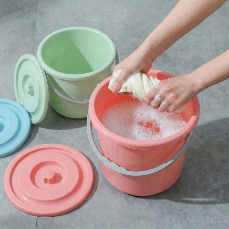 플라스틱 양동이 바스켓 뚜껑 세트 청소 세차버킷 3size