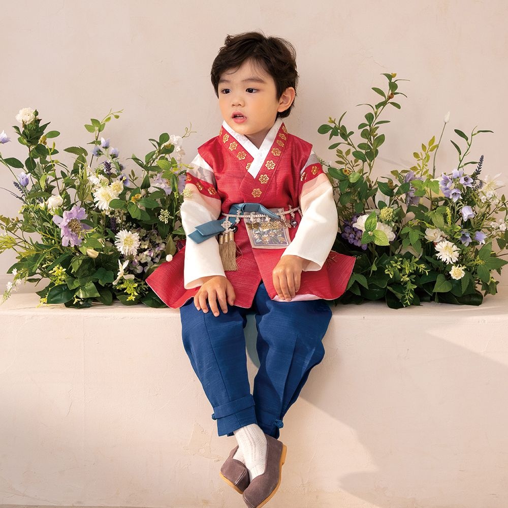 아가명주 하람 금박 남아 고급 아동 한복 세트