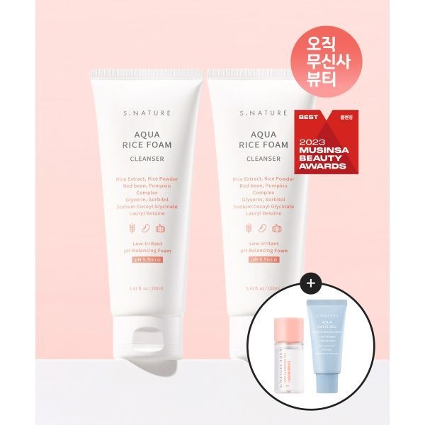 라코스테 LACOSTE S.NATURE 아쿠아 라이스 약산성 클렌징폼 160ml 2개입 [: 클렌징 오일 13ml 수분젤크림 30ml] 8809506310680