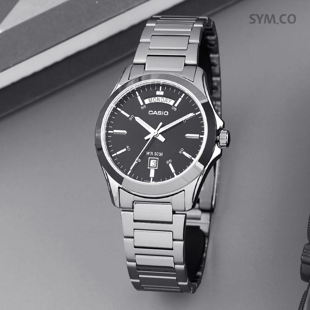 카시오 카시오 MTP-1370D-1A1 클래식 라운드 데이데이트 정장 남자 메탈 시계 d