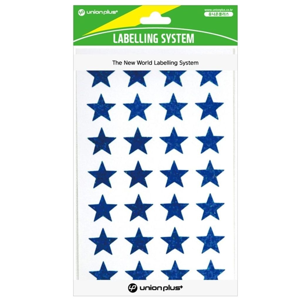유니온플러스 UNP UL-315-6BL 별 스티커 홀로그램 파랑 17_17mm 유니온 문구 카드 견출지