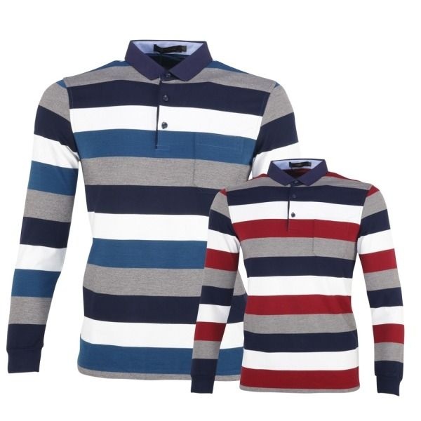 오띠모 [패션플러스][오띠모]오띠모 남성골프 배색 스트라이프 티셔츠 CTOM2060F9