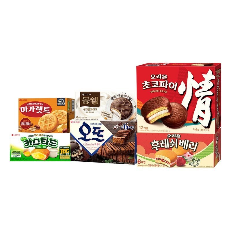 롯데웰푸드 인기 곽과자 파이류 6종 (몽쉘,카스타드,마가렛트,초코파이 등)