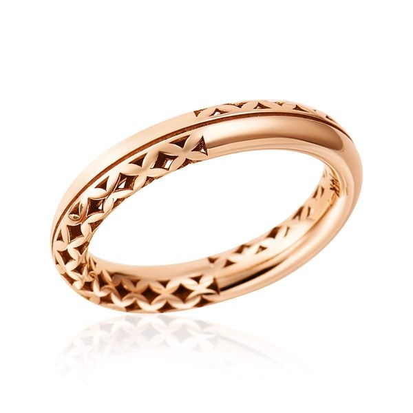 비앤비골드 [비앤비골드] 18K 볼륨 하프 플라워컷 올밴드 할로우링 반지 SRS42131