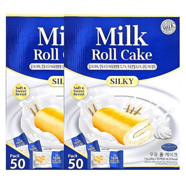 롯데리아 실키 밀크 롤 케이크 500g (20gx 50개) x 2개