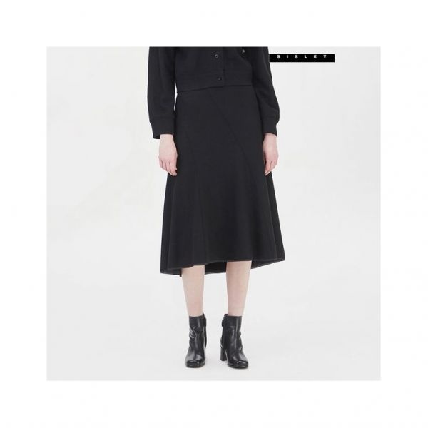 시슬리 베로나 사선 절개 스커트 SASK41361_BK