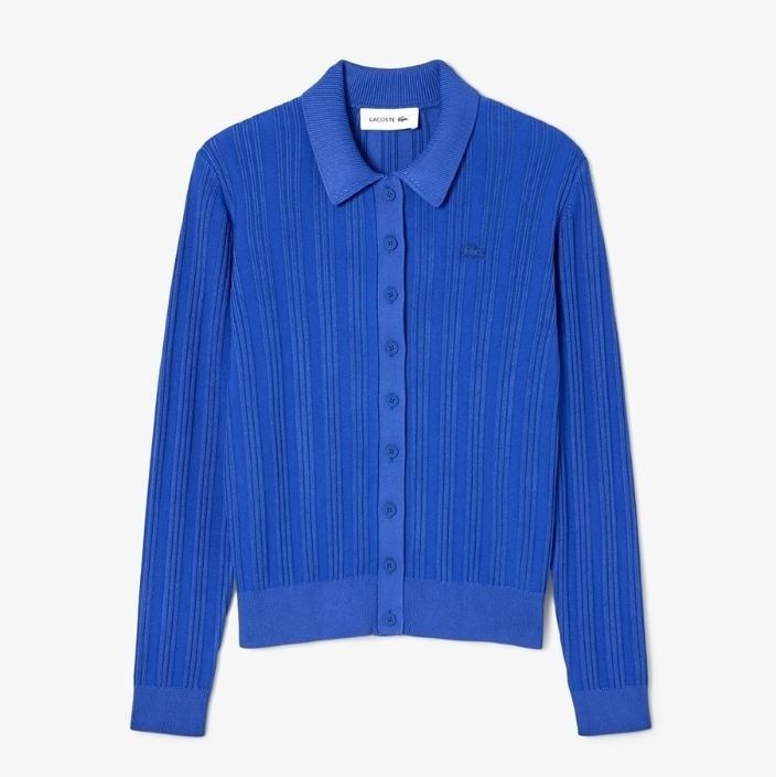 라코스테 여성 25FW 플리츠 립조직 긴팔 폴로 가디건 AF7614-55N-C4X AF7614-55N-C4X-EJS