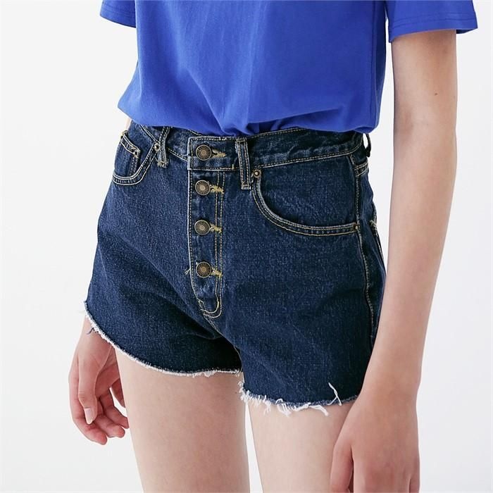 [패션플러스][슈엣뜨샤페][슈엣뜨샤폐]하이웨스트 버튼 숏팬츠 C218JP003-BL (1916190GC)