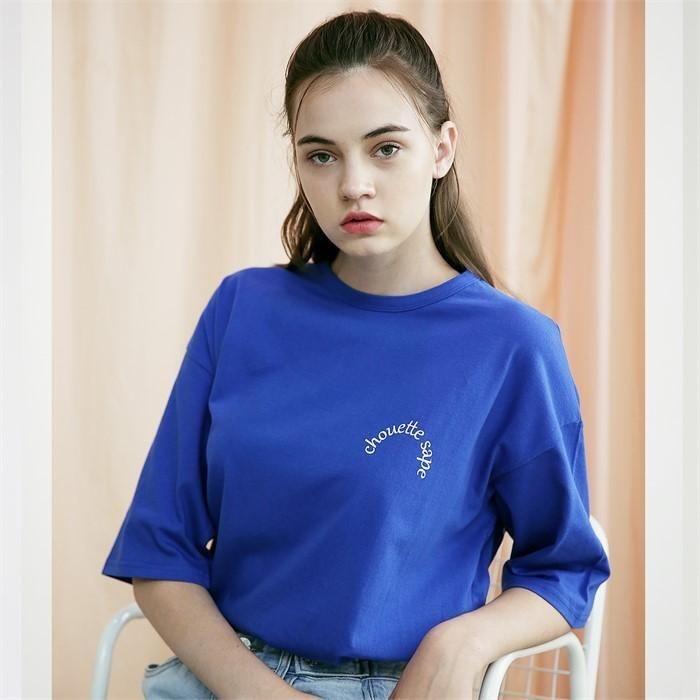 [패션플러스][슈엣뜨샤페][슈엣뜨샤폐]세미써클 로고 티셔츠 C218TS003-BL (1916421GC)