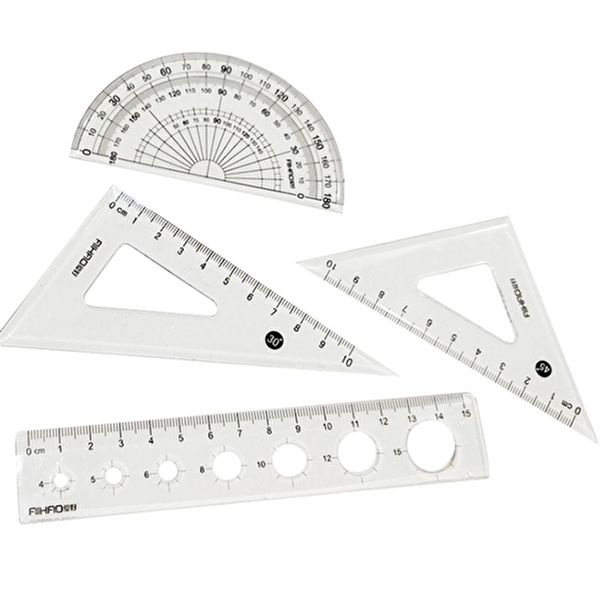 그림자 모양자 삼각자 각도기 제도자 4종 세트 DD-10769
