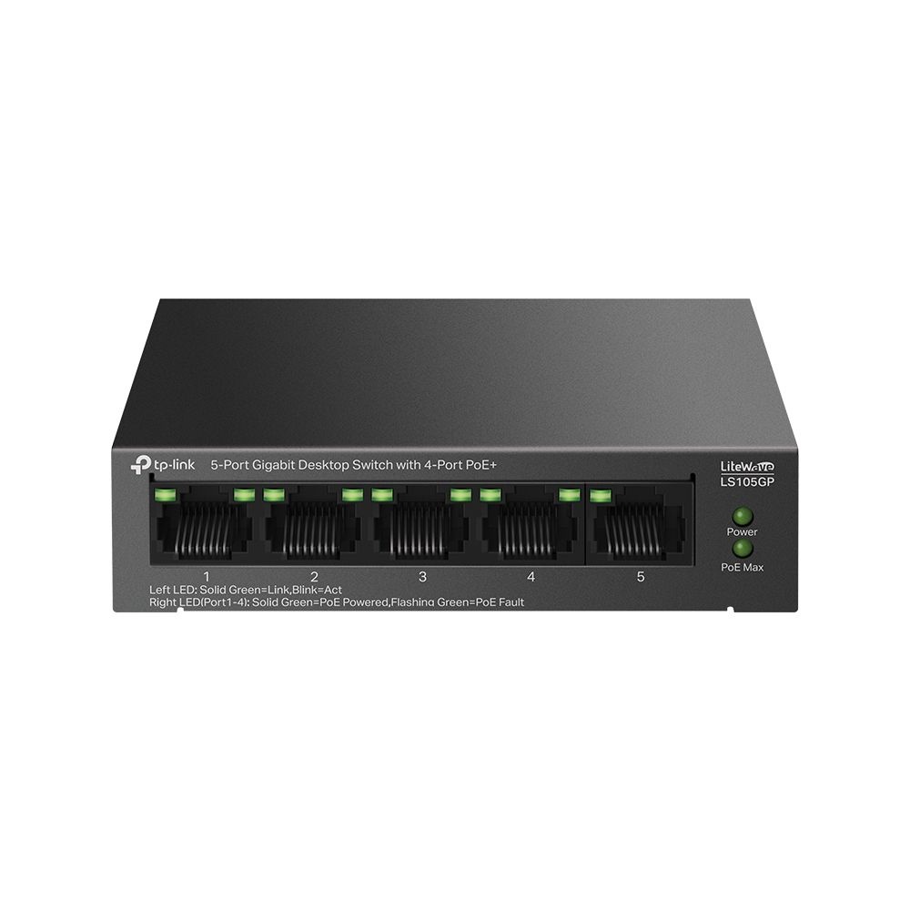 티피링크 LS105GP 5포트 기가비트 데스크탑 랜선분배기 스위칭허브 65W (4포트 PoE+)