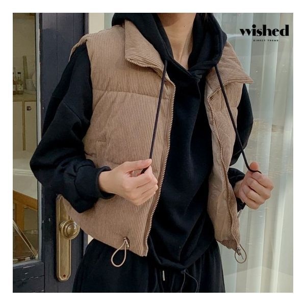 위시드 캐쥬얼 코듀로이 하이넥 패딩 베스트 WIBDVT006 3380002
