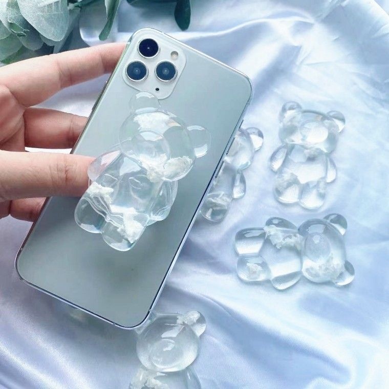 투명 레진 스마트톡 핸드폰 거치 그립 폰거치대 아이 거치대 곰 하리보