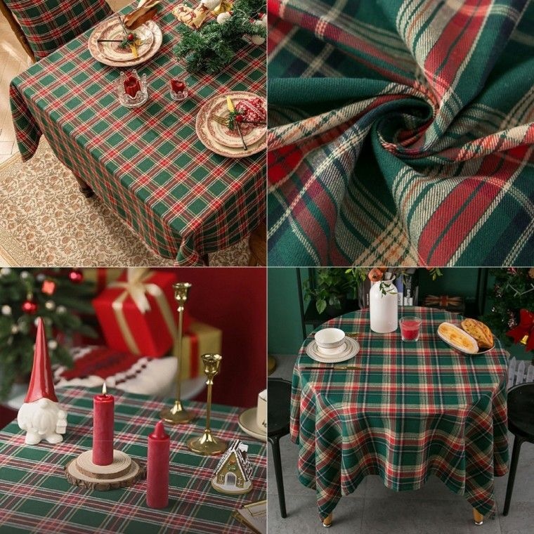 체크테이블보 식탁보 크리스마스 성탄절 데코 그린 연말 인테리어 홈파티  팅 소품 장식