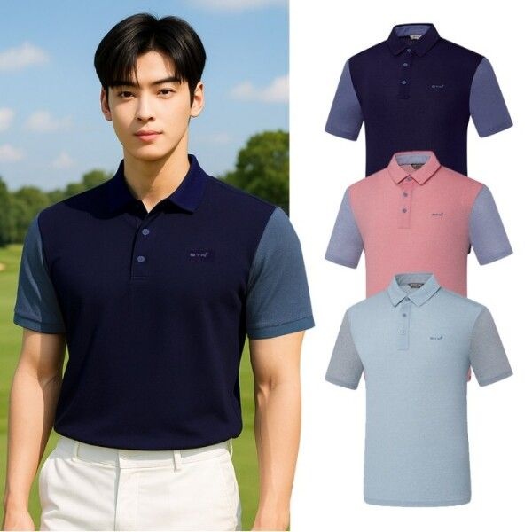 비티알 [BTR] 비티알 남성 골프 컬러 배색 시원한 반팔 카라 티셔츠 BSC047RT7M