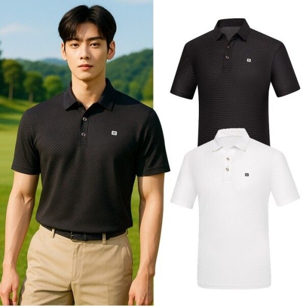 비티알 [BTR] 비티알 남성 골프 자카드 원단 반팔 카라 티셔츠 BSC499ST7M