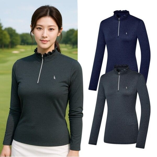 비티알 [BTR] 비티알 여성 러플에리 흡습속건 골프 긴팔 반집업 티셔츠 BSC043TT7W