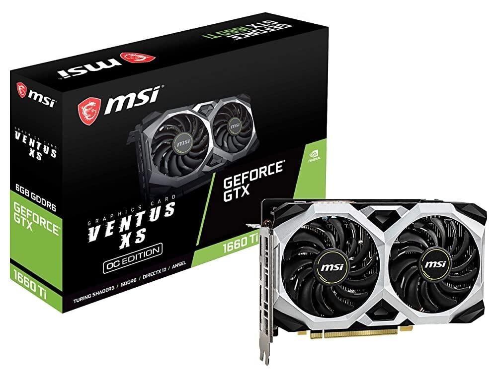 MSI [해외] MSI 게이밍 지포스 GTX 1660 Ti 192비트 HDMI/DP 6GB GDRR6 HDCP 지원 DirectX 12 듀얼 팬 VR OC 그래픽 카드 TI Ventus XS 6G 129934