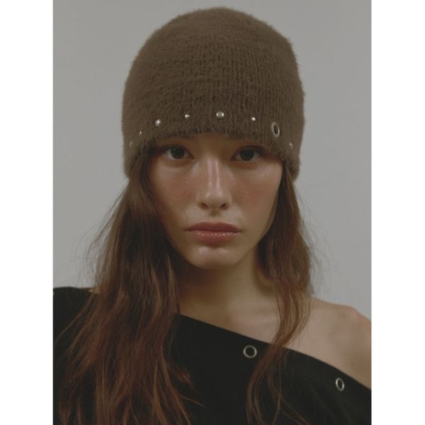 ASURA ASURA EDGE STUD KNIT BEANIE BROWN A25FWACC72BR0F 3059501