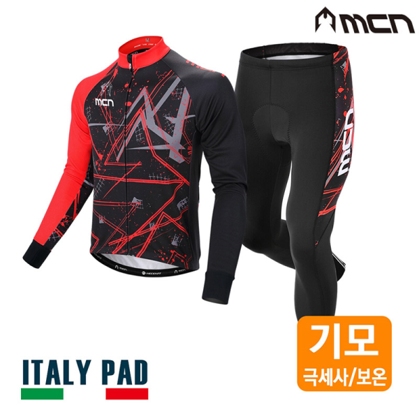 [패션플러스][MCN]MCN 갤러해드 겨울자전거의류세트 기모져지+패드바지